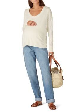 HATCH Cream Wool Cashmere Scoop Neckline Maternity Layering Neck Top size 0
